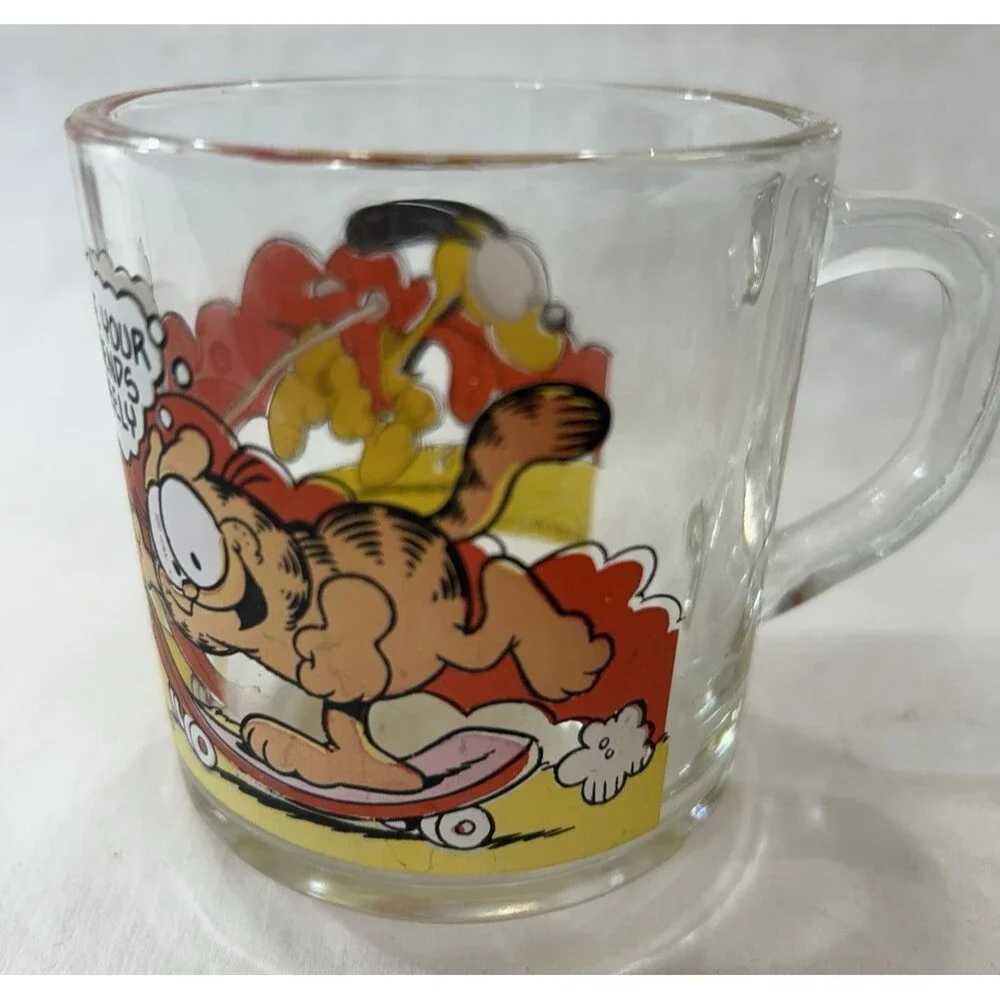Vintage 1978 McDonald's Garfield Odie Glass Coffee Mug Use Your Friends Wisely